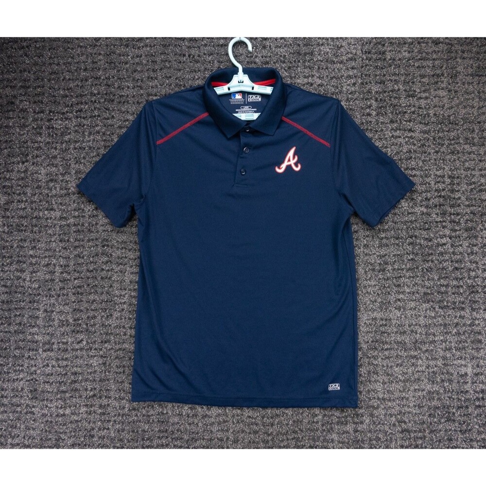 Atlanta Braves Shirt Mens Large Blue Performance Polo Genuine MLB Merch TX3 Cool